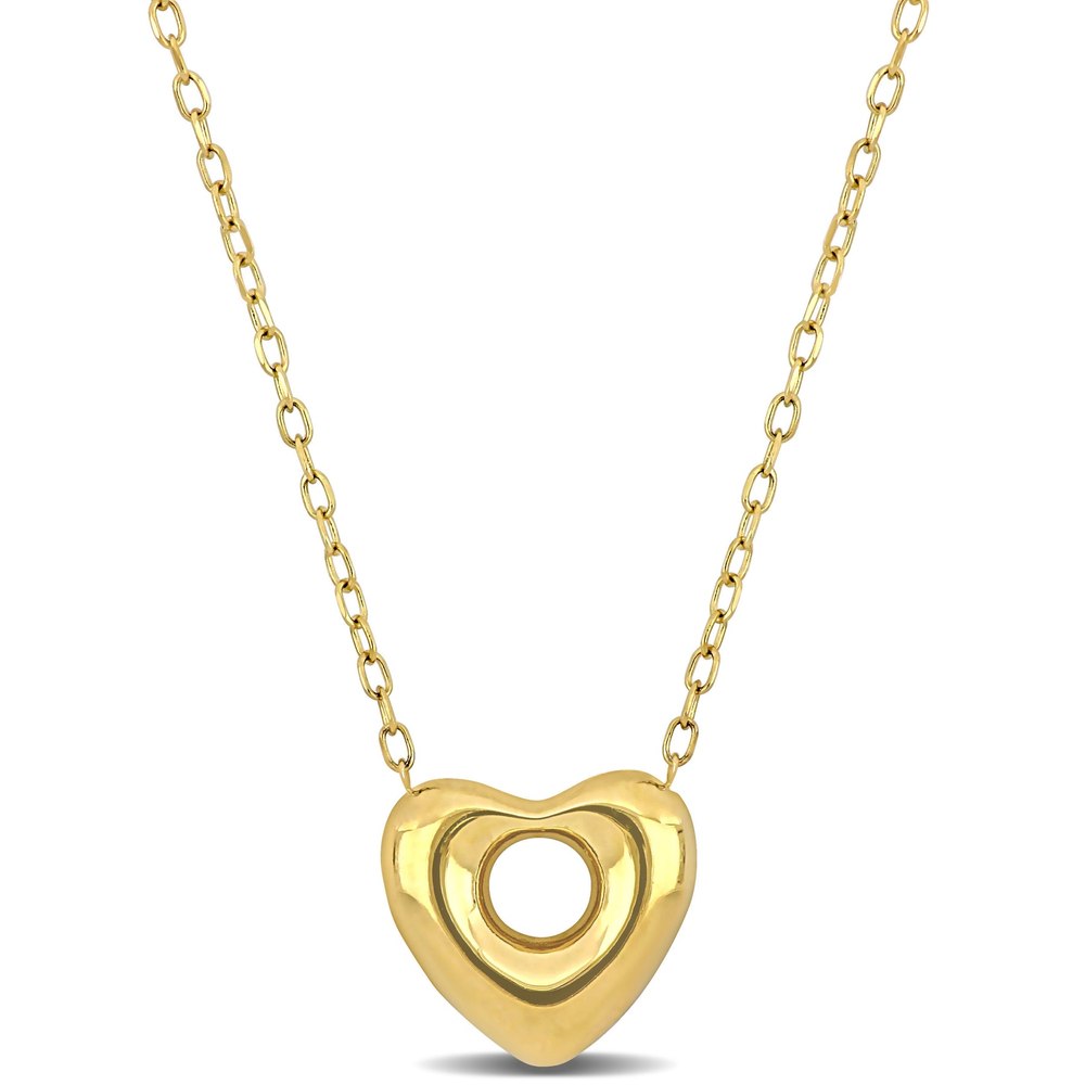 Mimi & Max Puff Heart Necklace with Chain in 10k Yellow Gold – 18 in