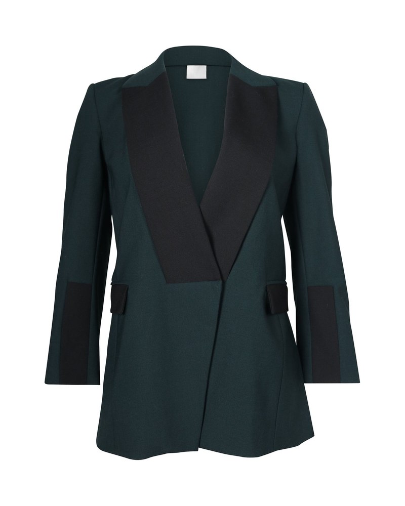 Dion Lee Two-Toned Blazer in Forest Green and Black Polyester 7703679402044