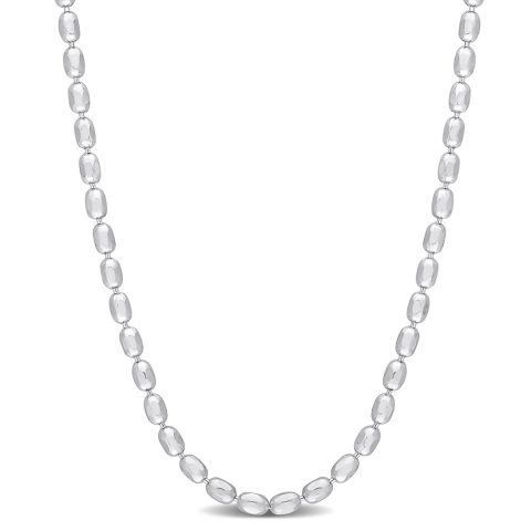 Mimi & Max Oval Ball Chain Necklace in Sterling Silver – 16 in