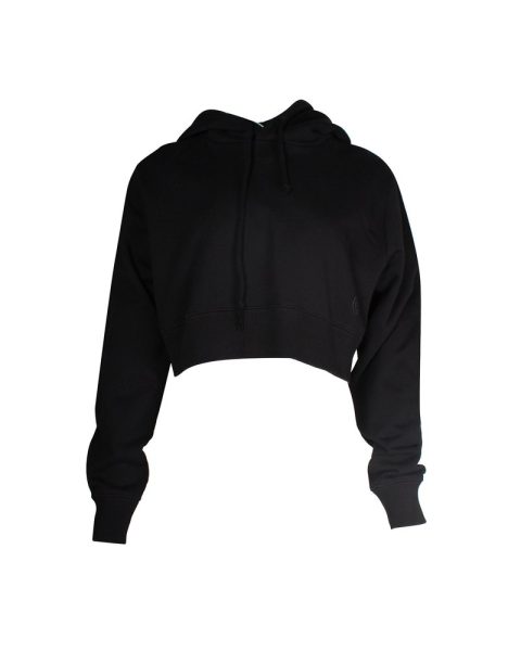 Maison Margiela MM6 Cropped Hoodie Sweatshirt in Black Cotton 7703679467580