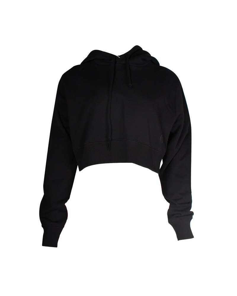 Maison Margiela MM6 Cropped Hoodie Sweatshirt in Black Cotton 7703679467580