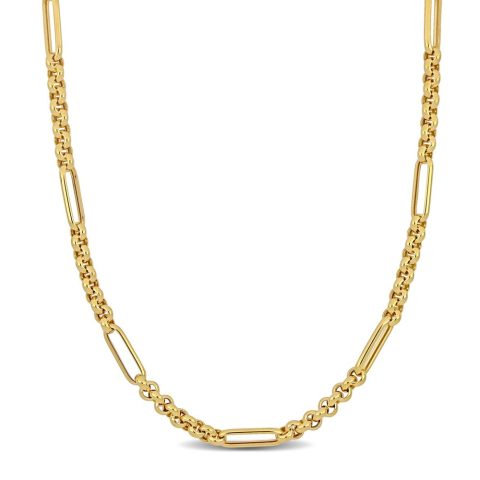 Mimi & Max 5.3mm mm Rolo Station Link Necklace in 14k Yellow Gold – 16 in