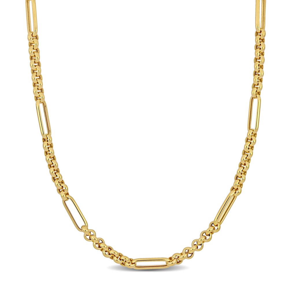 Mimi & Max 5.3mm mm Rolo Station Link Necklace in 14k Yellow Gold – 16 in