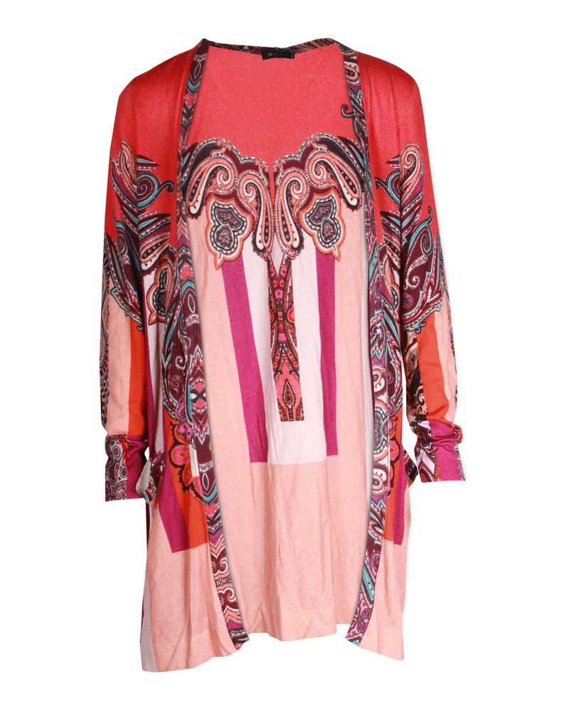 Etro Printed Open-Front Cardigan in Multicolor Silk 7703679926332