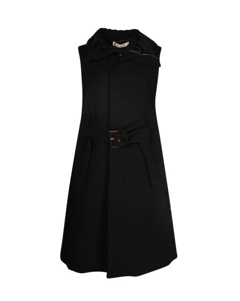 Marni Sleeveless Coat in Black Wool 7703680385084