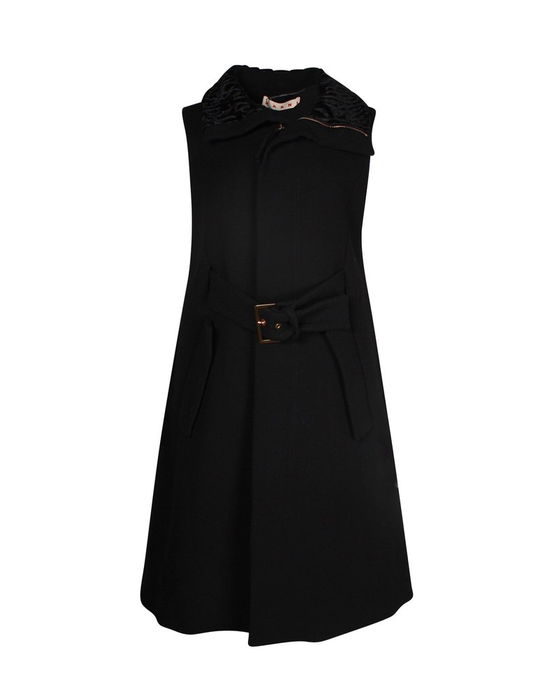 Marni Sleeveless Coat in Black Wool 7703680385084
