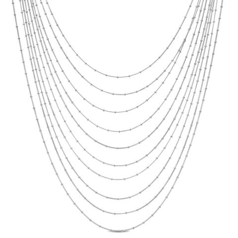 Mimi & Max Multi-Strand Chain Necklace in Sterling Silver – 16 in