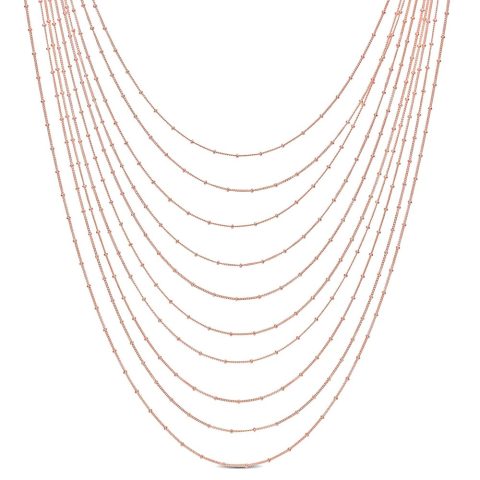 Mimi & Max Multi-Strand Chain Necklace in Rose Plated Sterling Silver – 18 in 7228265726012