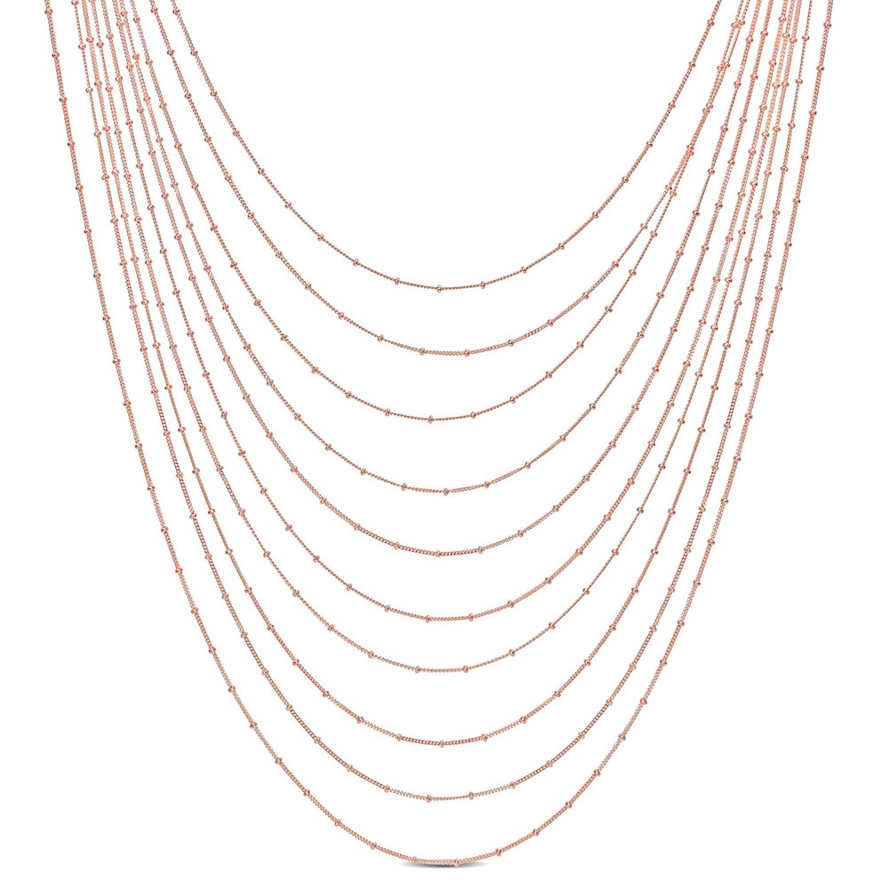 Mimi & Max Multi-Strand Chain Necklace in Rose Plated Sterling Silver – 18 in 7228265726012