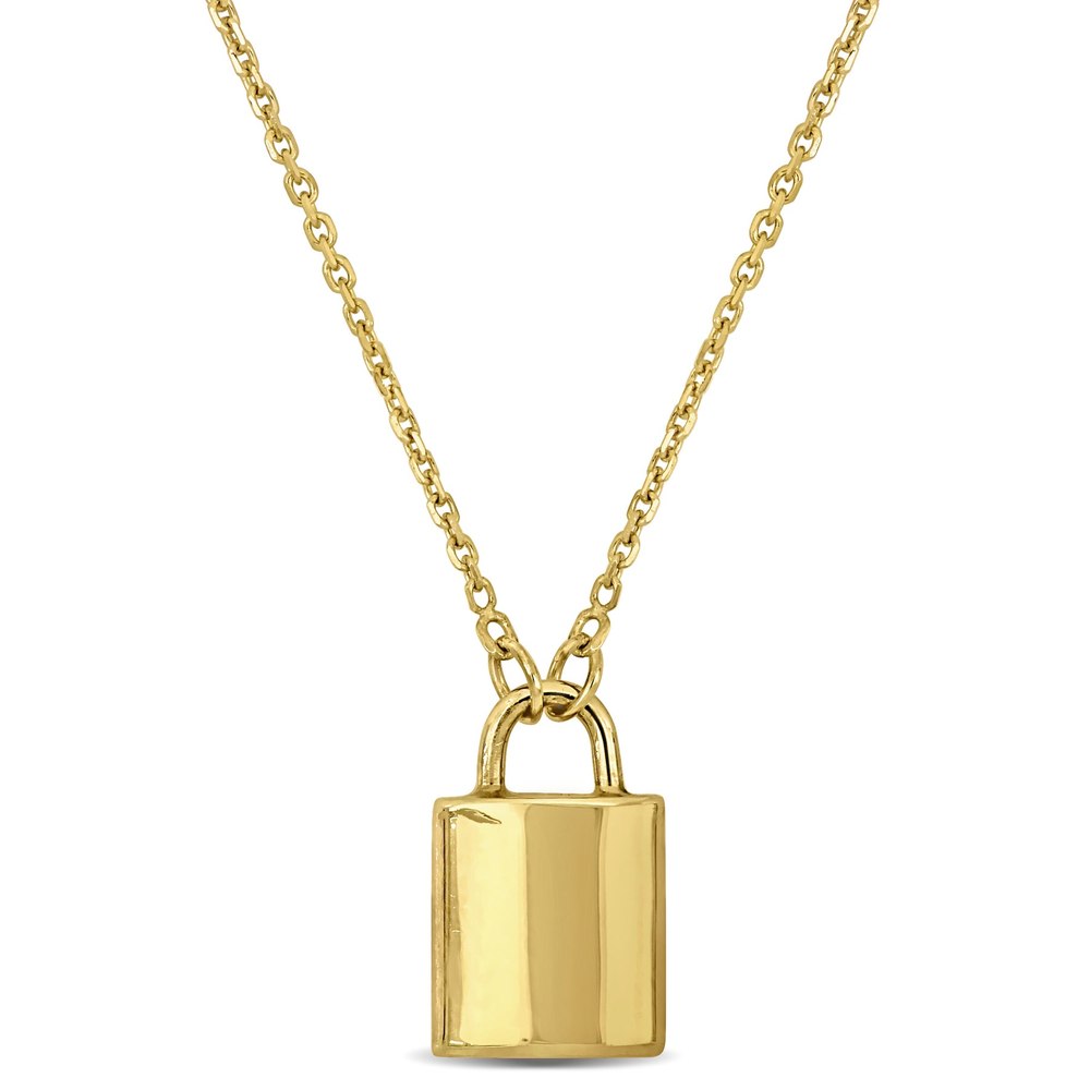 Mimi & Max Padlock Necklace with Chain in 14k Yellow Gold – 17 in