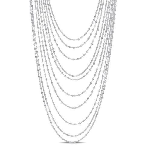 Mimi & Max Multi-Strand Chain Necklace in Sterling Silver – 18 in