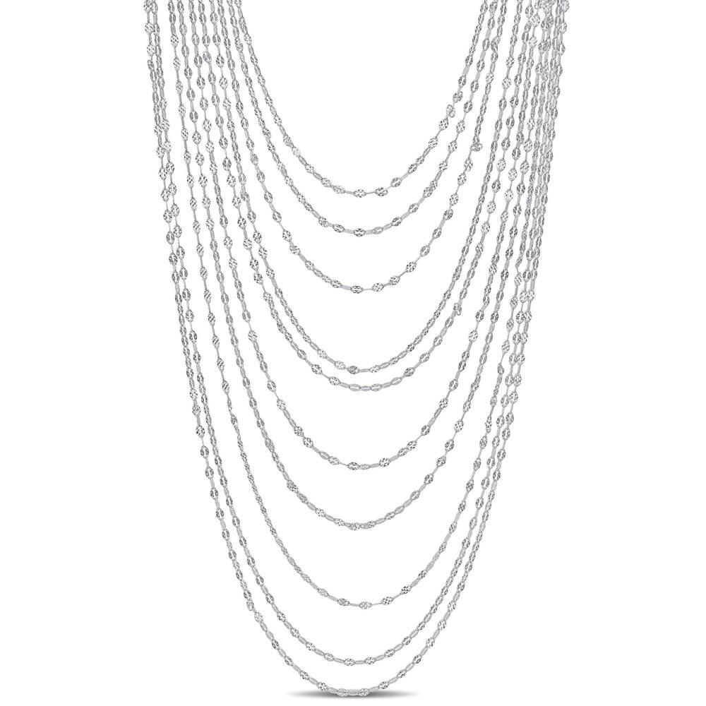 Mimi & Max Multi-Strand Chain Necklace in Sterling Silver – 18 in