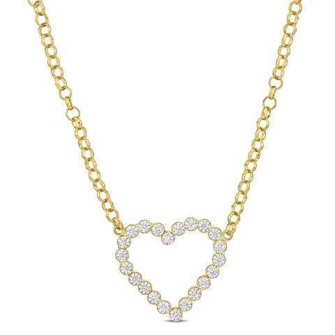 Mimi & Max 7 1/2 CT TGW Cubic Zirconia Open Heart Necklace in Yellow Silver – 18 in