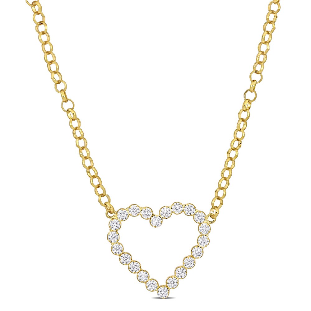 Mimi & Max 7 1/2 CT TGW Cubic Zirconia Open Heart Necklace in Yellow Silver – 18 in