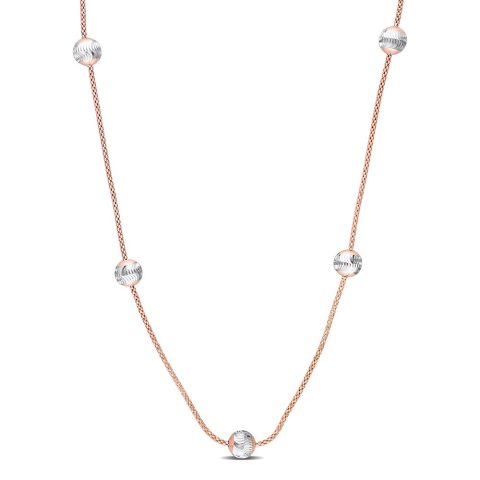 Mimi & Max 6mm White Ball Station Chain Necklace in Rose Plated Sterling Silver – 18 in