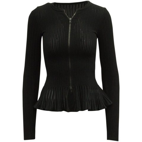 Alaïa Zip Cardigan in Black Wool 7703682449468