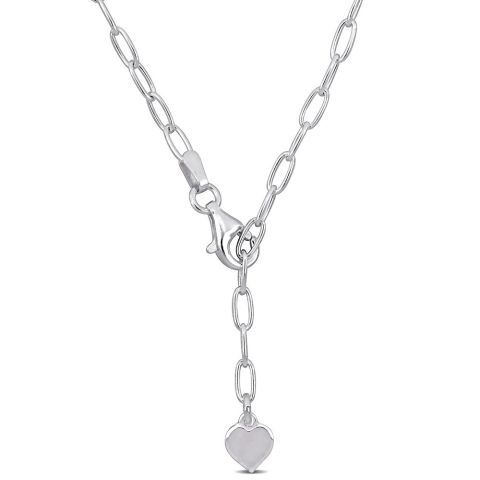 Mimi & Max 2.6mm Heart Charm Lariat Oval Link Necklace in Sterling Silver – 16 in