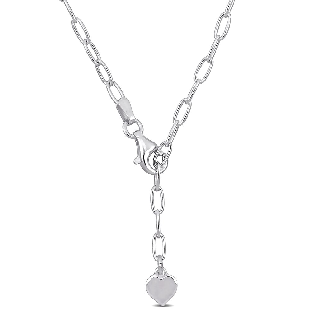 Mimi & Max 2.6mm Heart Charm Lariat Oval Link Necklace in Sterling Silver – 16 in