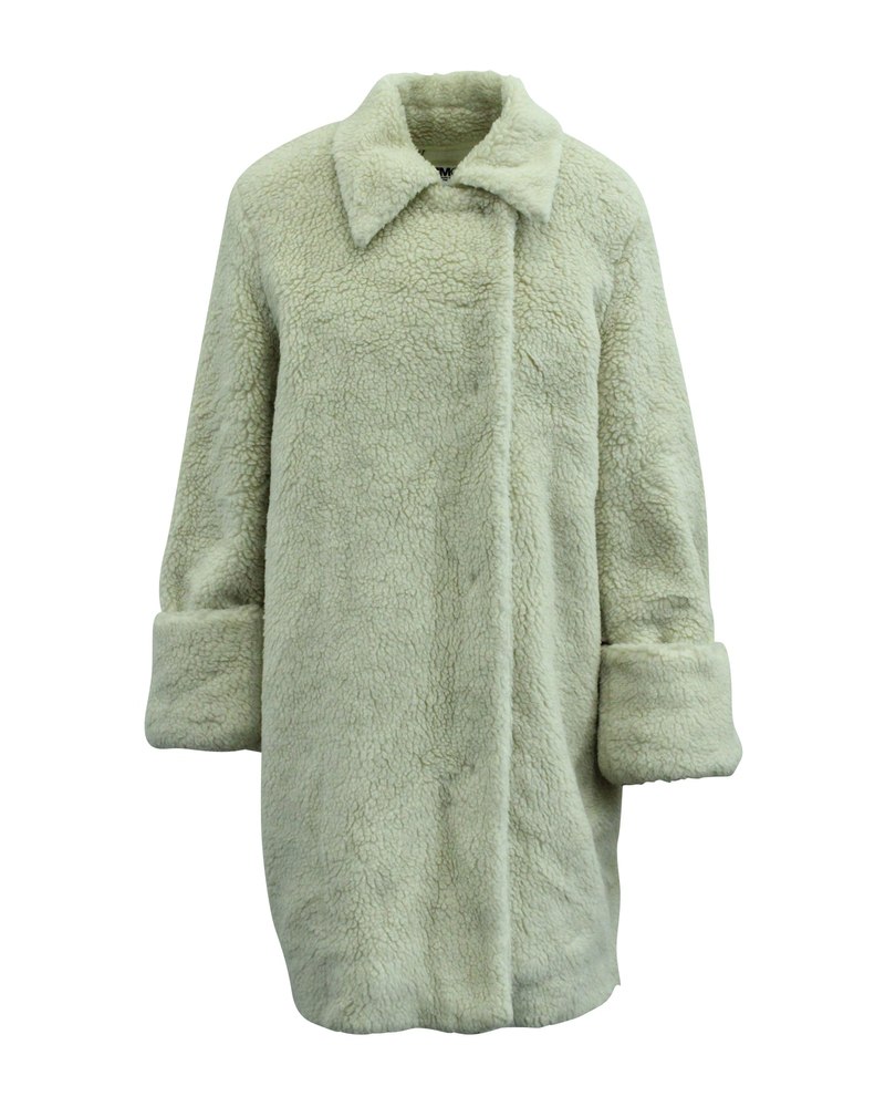 Maison Martin Margiela Faux Fur Coat in Ivory Polyester 7703681630268