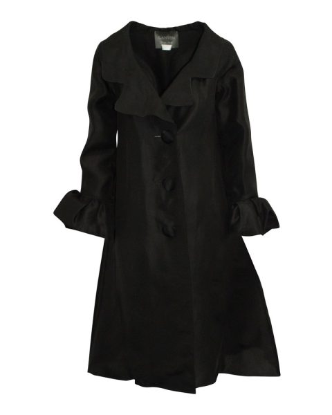 Lanvin Flared Long Jacket in Black Silk 7703681826876