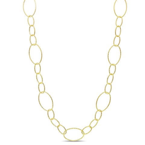 Mimi & Max 13mm Fancy Oval Link Chain Necklace in Yellow Plated Sterling Silver – 24 in