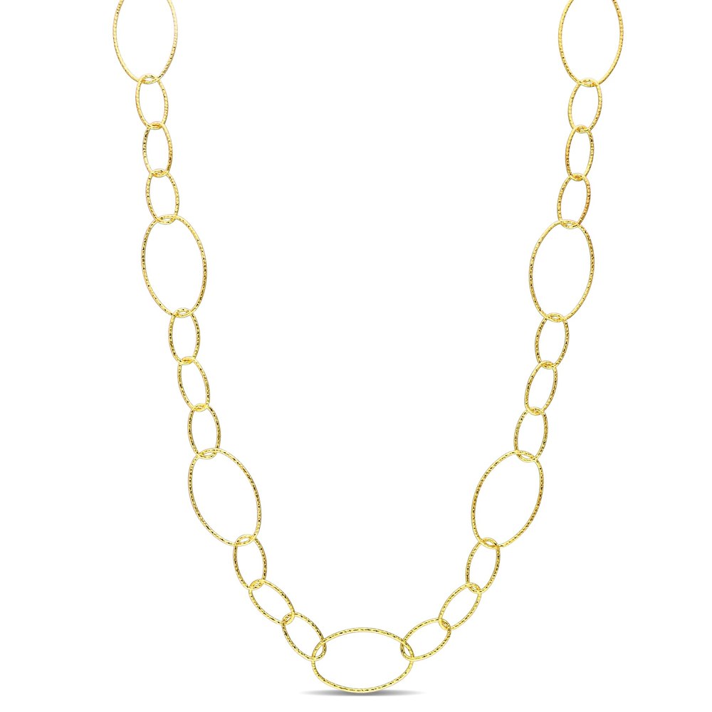 Mimi & Max 13mm Fancy Oval Link Chain Necklace in Yellow Plated Sterling Silver – 30 in