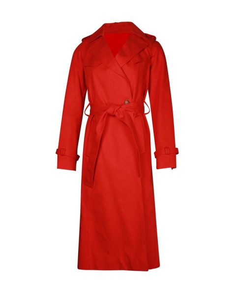 Maje Goldie Trench Coat in Red Cotton 7703682351164