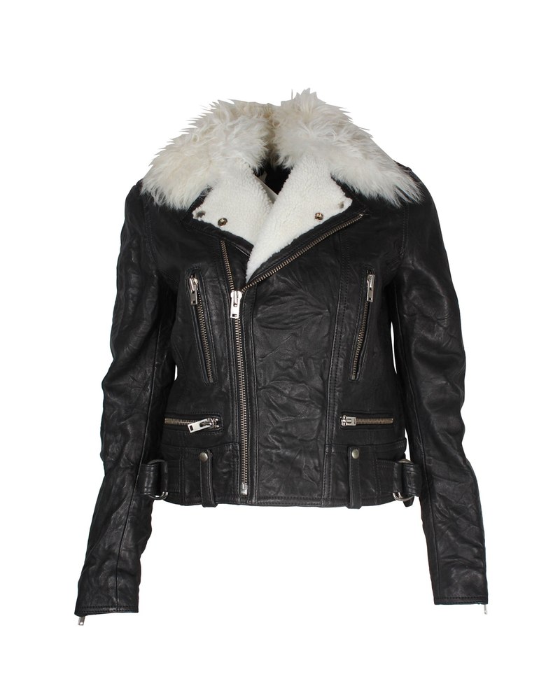 Iro Noemie Biker Jacket in Black Leather 7703682711612