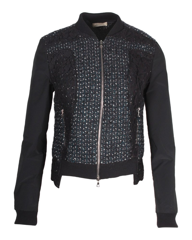 Nina Ricci Bouclé Zipped Jacket in Black Mohair 7703683563580