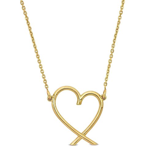 Mimi & Max Heart Necklace with Chain in 14k Yellow Gold – 17 in