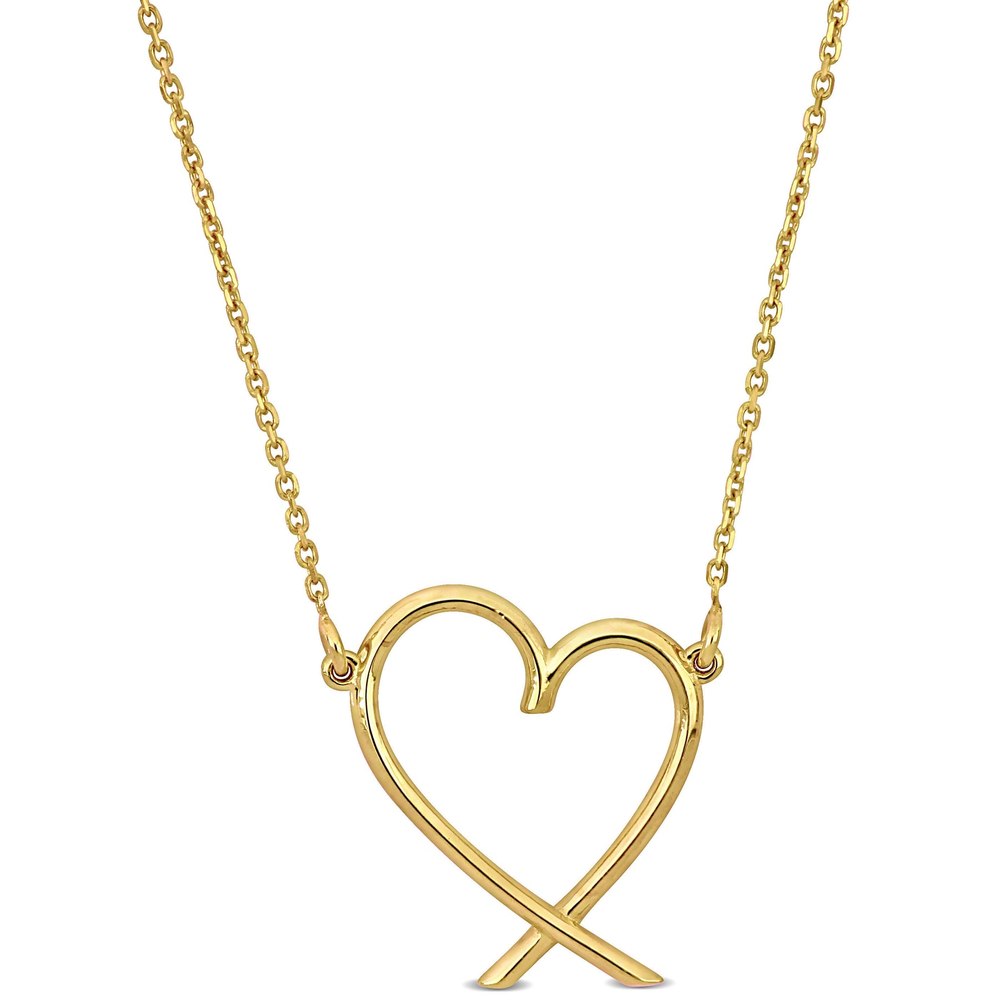 Mimi & Max Heart Necklace with Chain in 14k Yellow Gold – 17 in