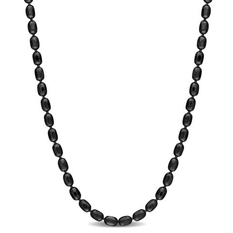 Mimi & Max Oval Ball Chain Necklace in Black Plated Sterling Silver – 16 in