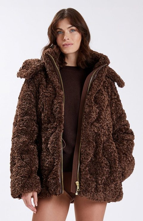 Nicole Benisti Womens Tory Oversized Shearling Jacket 7832728043580