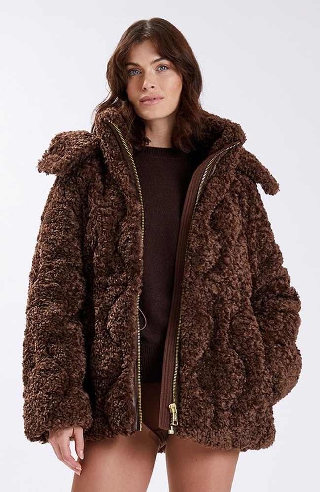 Nicole Benisti Womens Tory Oversized Shearling Jacket 7832728043580
