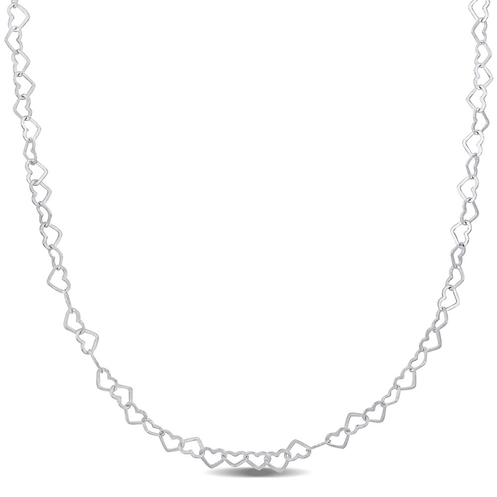 Mimi & Max Heart Link Necklace in Sterling Silver – 16 in