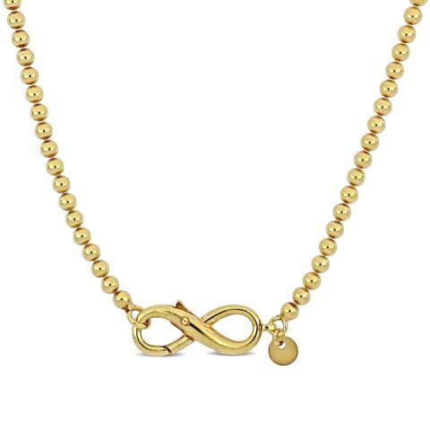 Mimi & Max Infinity Bead Link Necklace in Yellow Sterling Silver – 18 in