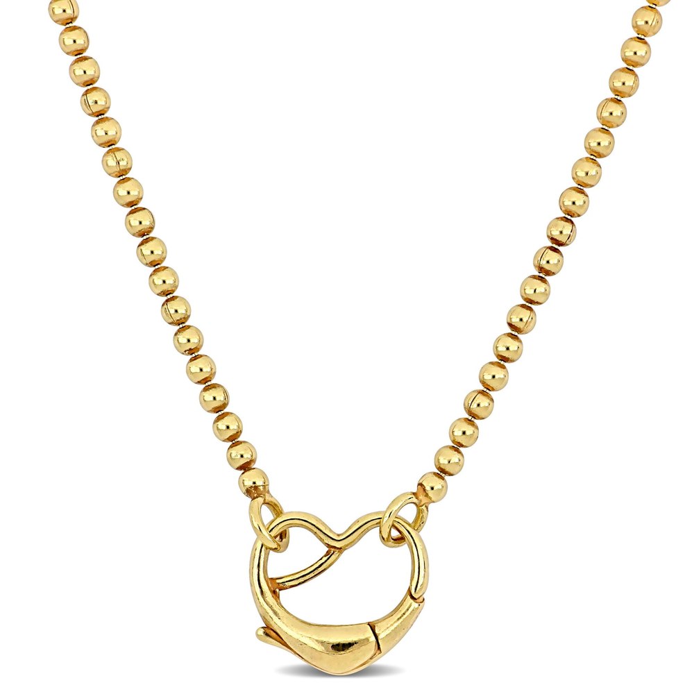 Mimi & Max Bead Necklace with Heart Clasp in Yellow Sterling Silver – 18 in