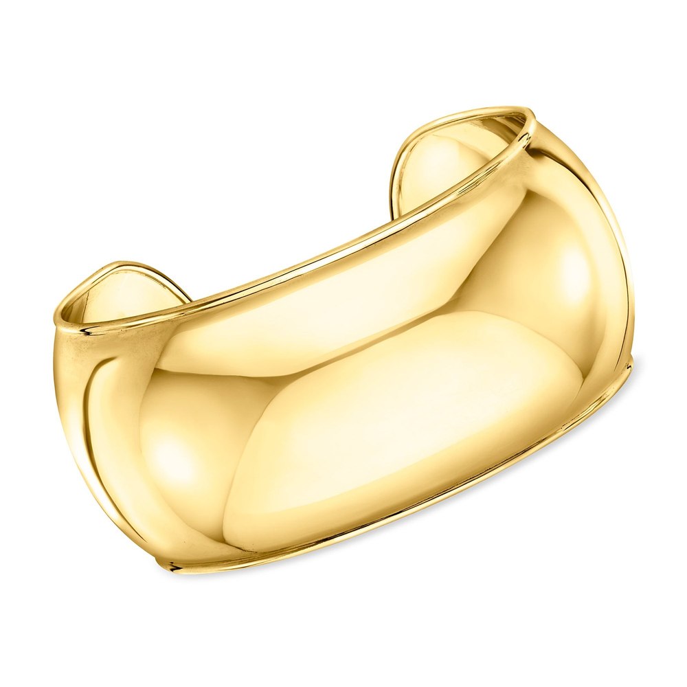 Ross-Simons Italian 18kt Gold Over Sterling Wide Cuff Bracelet 7832765300796