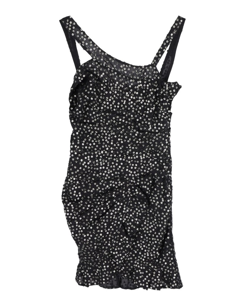 Isabel Marant Sequin Ruffle One Shoulder Dress in Black Cotton