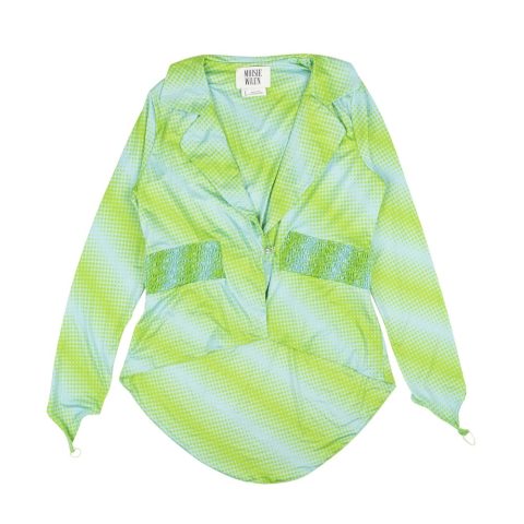 Maisie Wilen Ruched Blazer Jacket – Blue/Green