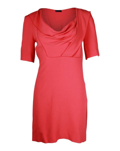 Roland Mouret Cowl Neck Mini Dress in Coral Viscose 7703686676540