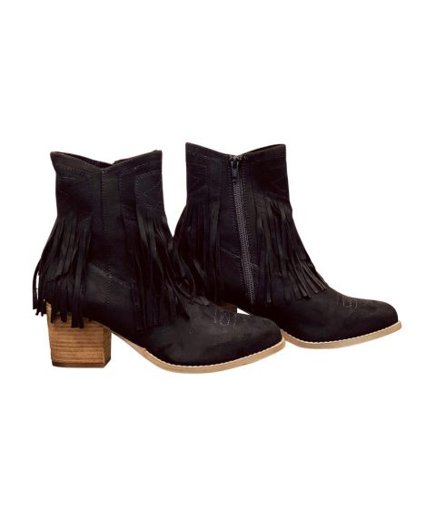 Women’s Sandra Fringe Booties In Black 7804003942460