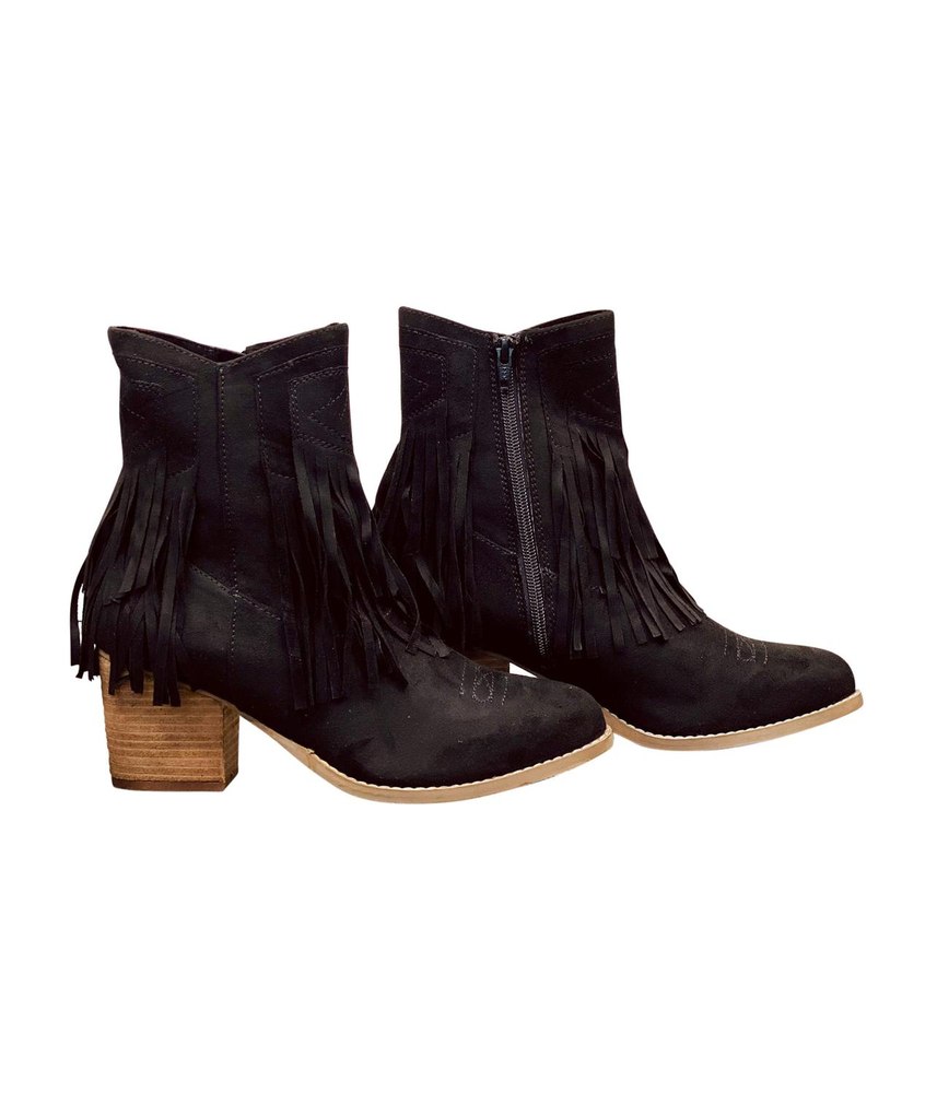 Women’s Sandra Fringe Booties In Black 7804003942460