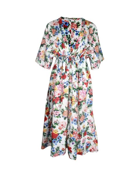 Emilia Wickstead Zarina Floral-Print Kaftan Dress in Multicolor Cotton 7703687004220