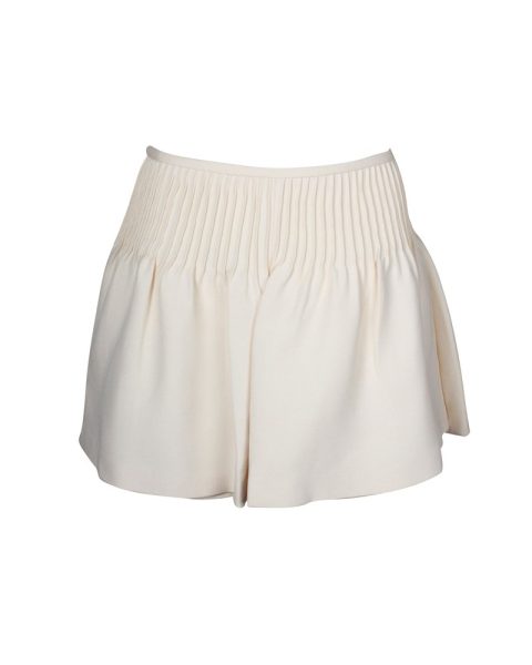 Valentino Garavani Pin Tucks Mini Skirt in Cream Wool 7703687299132