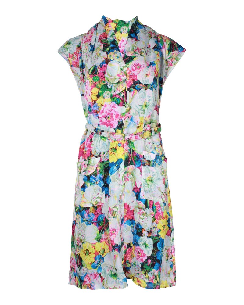 Erdem Buttoned Summer Dress in Floral Print Silk 7703687790652