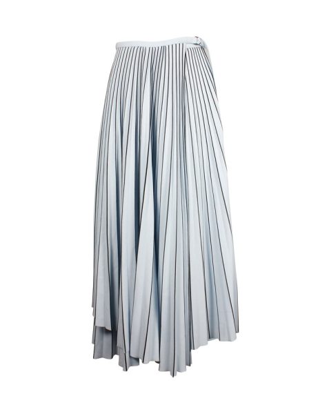 Proenza Schouler Pleated Line Printed A-Line Midi Skirt in Powder Blue Triacetate 7703687561276