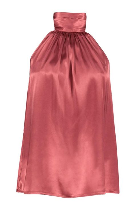 Esme Tie Neck Top In Rose