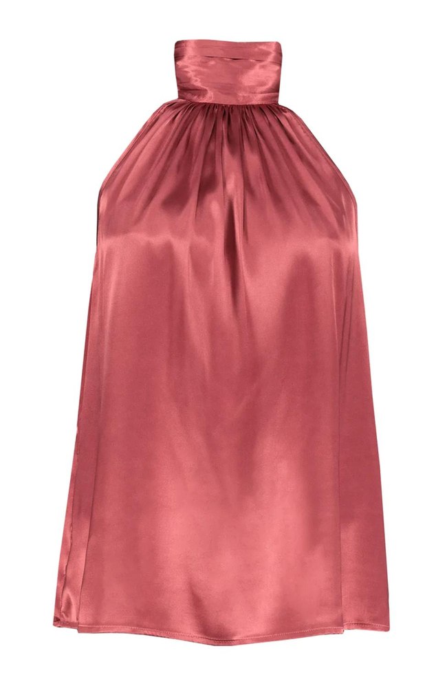 Esme Tie Neck Top In Rose