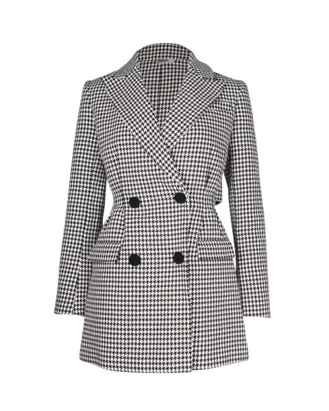 Self-Portrait Houndstooth Mini Dress in Black Cotton 7703687987260